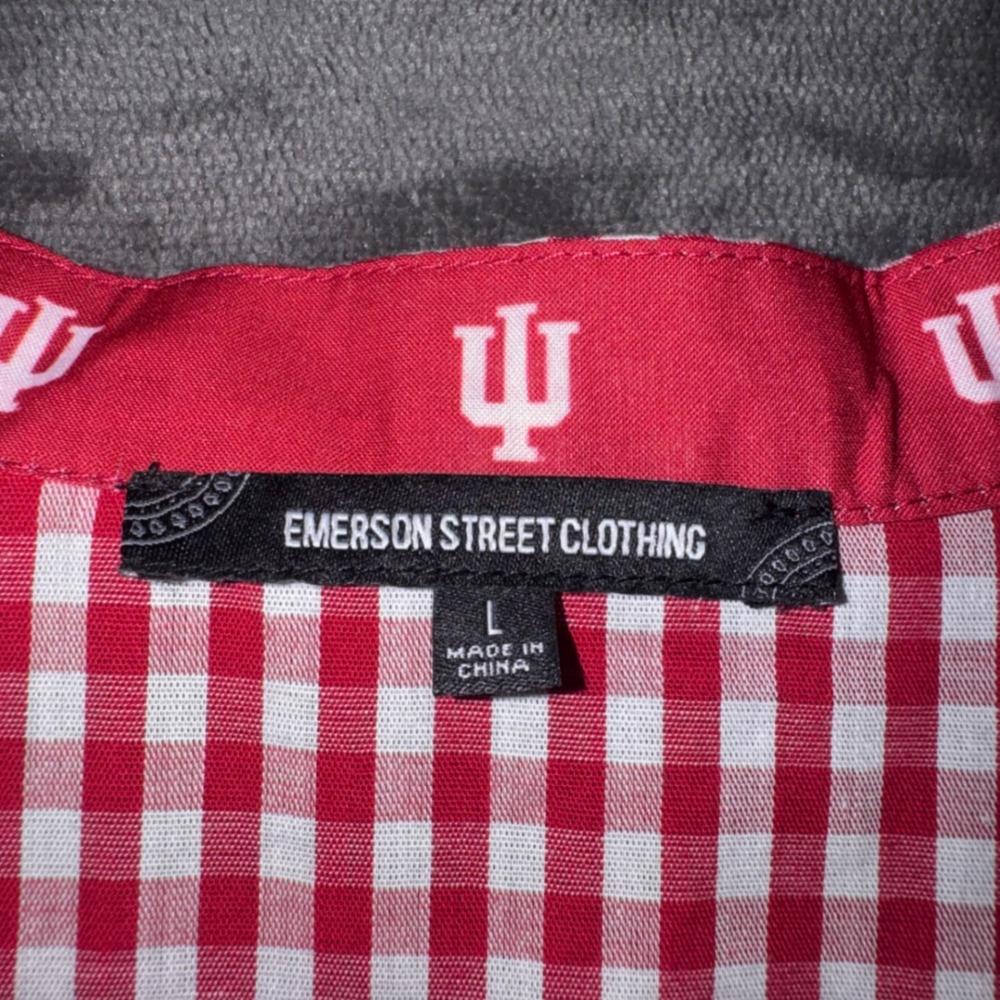 NWT Womens Large Emerson Street Indiana University Hoosiers Top Gingham Blouse - Picture 2 of 10